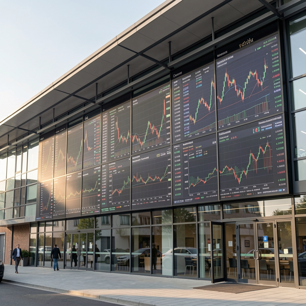 Obchodní terminál s grafy akciového trhu vhodný pro navazující studium po ETF kurzu